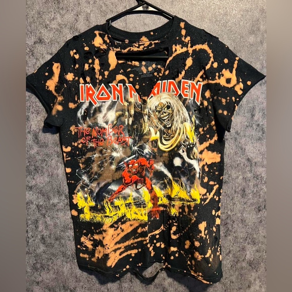 Iron Maiden Number Of The Beast Distressed Graphic T-shirt